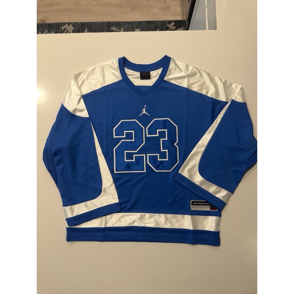 Jordan Brooklyn Oversized Hockey Jersey Sport Blue Sail HV0109-459 Mens M